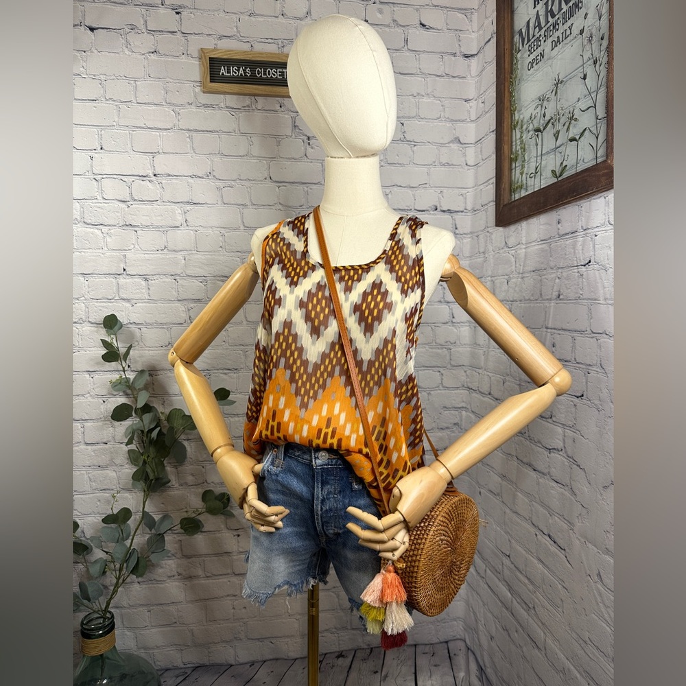Fab’rik Sheer boho Abstract tank top